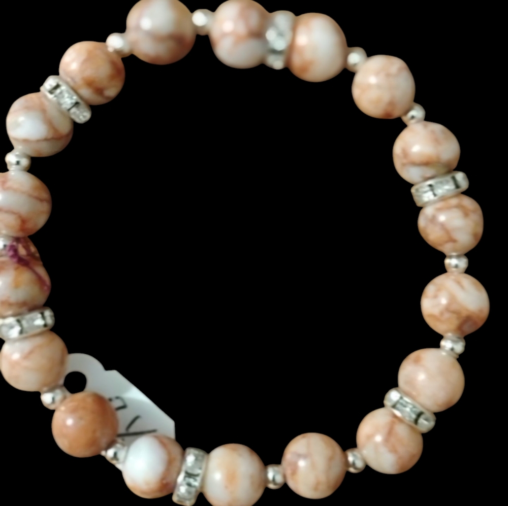 Hand Crafted Red Vein Jasper Beaded Bracelet